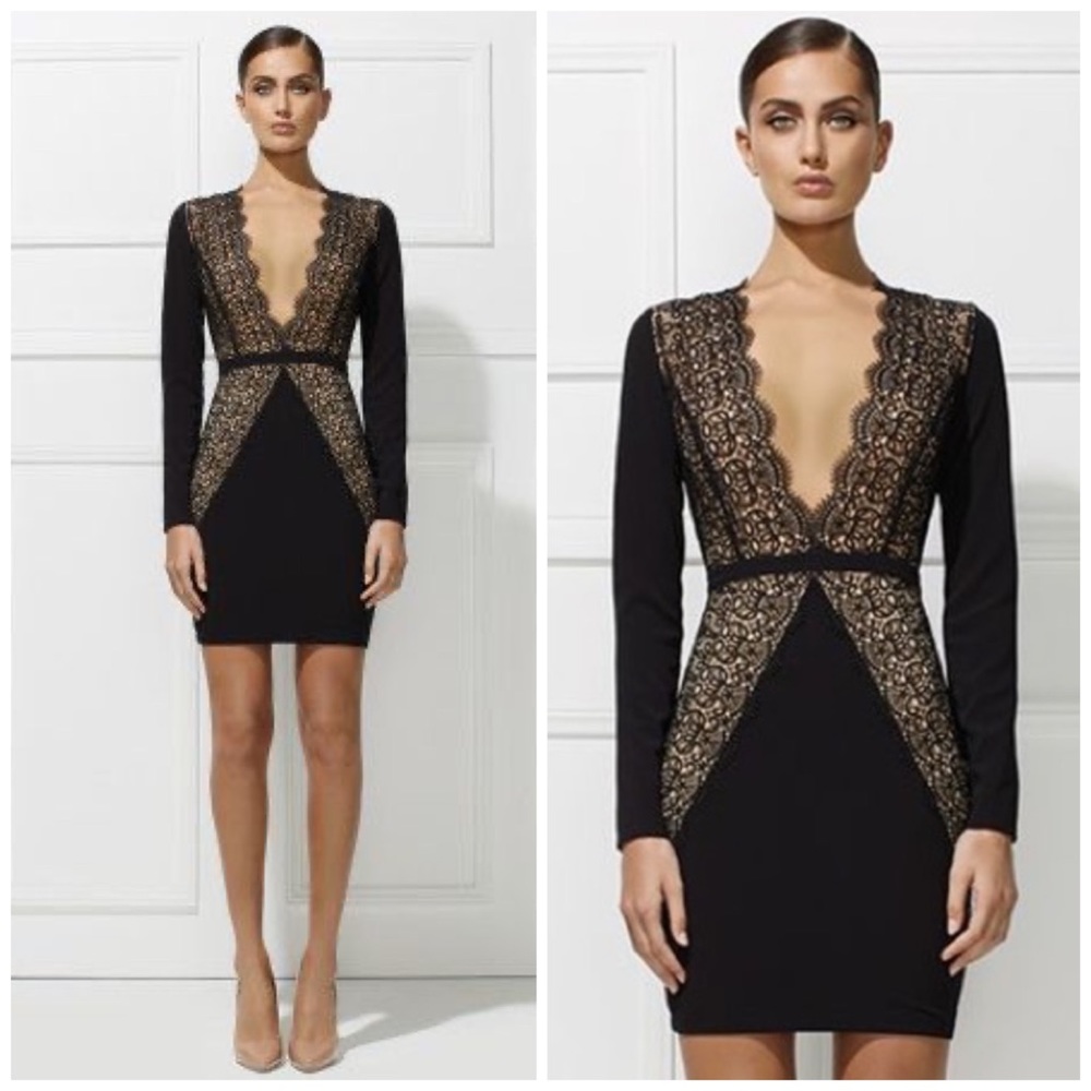 Misha Collection Little Black Dress In Black/Nude - Picture 6 of 16